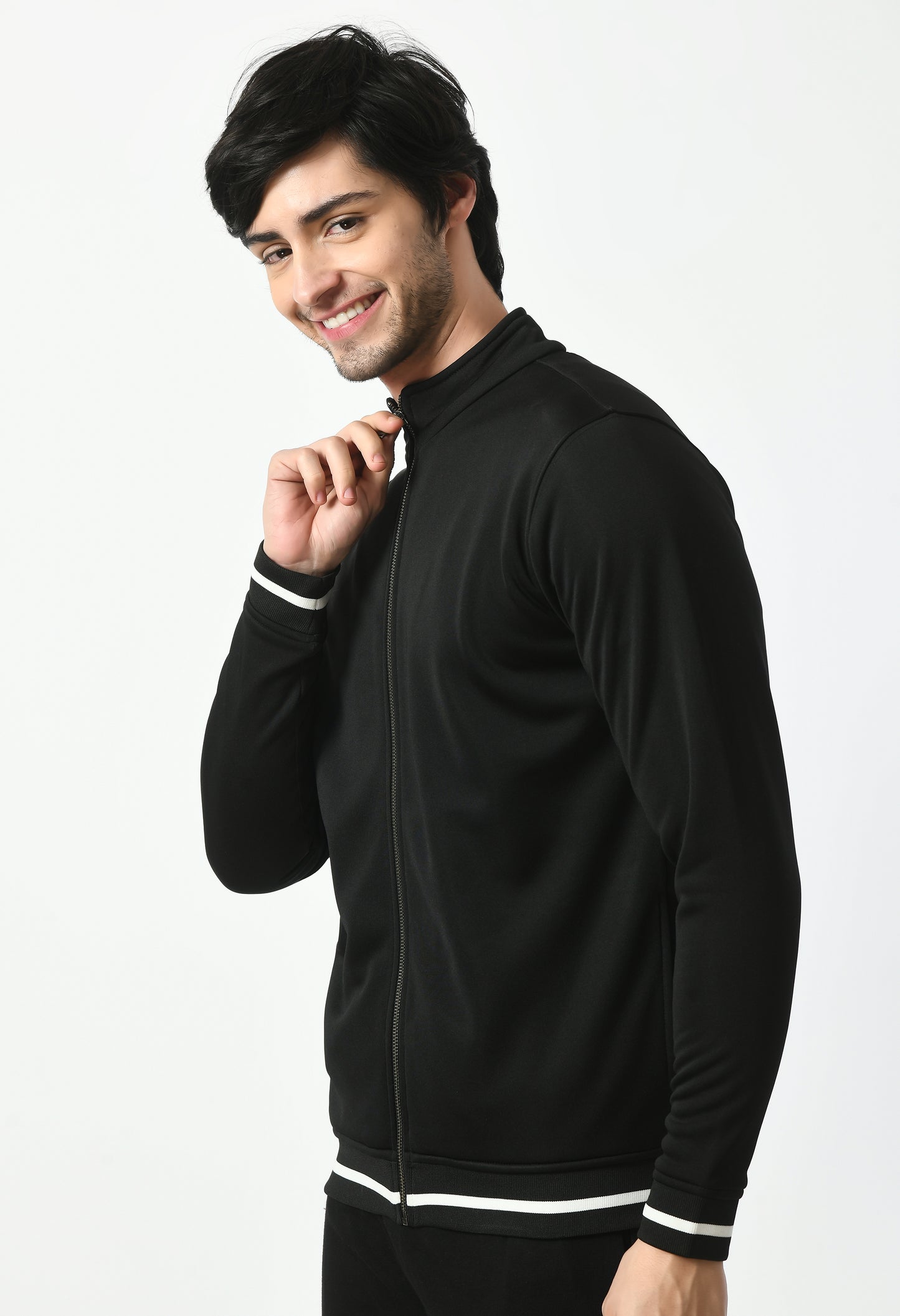 Bomber jacket for Men | USI Jacket with ribbed stripes | Black