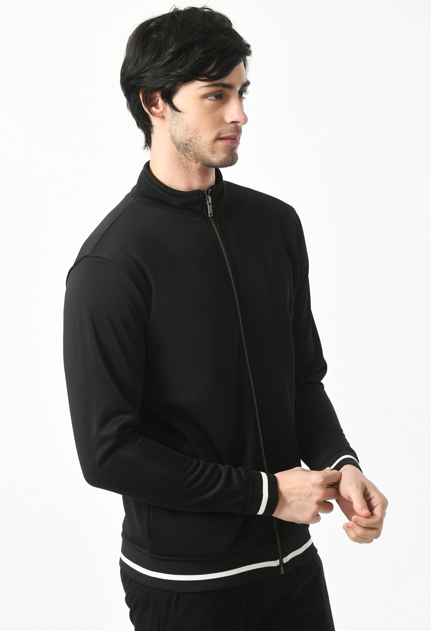 Bomber jacket for Men | USI Jacket with ribbed stripes | Black