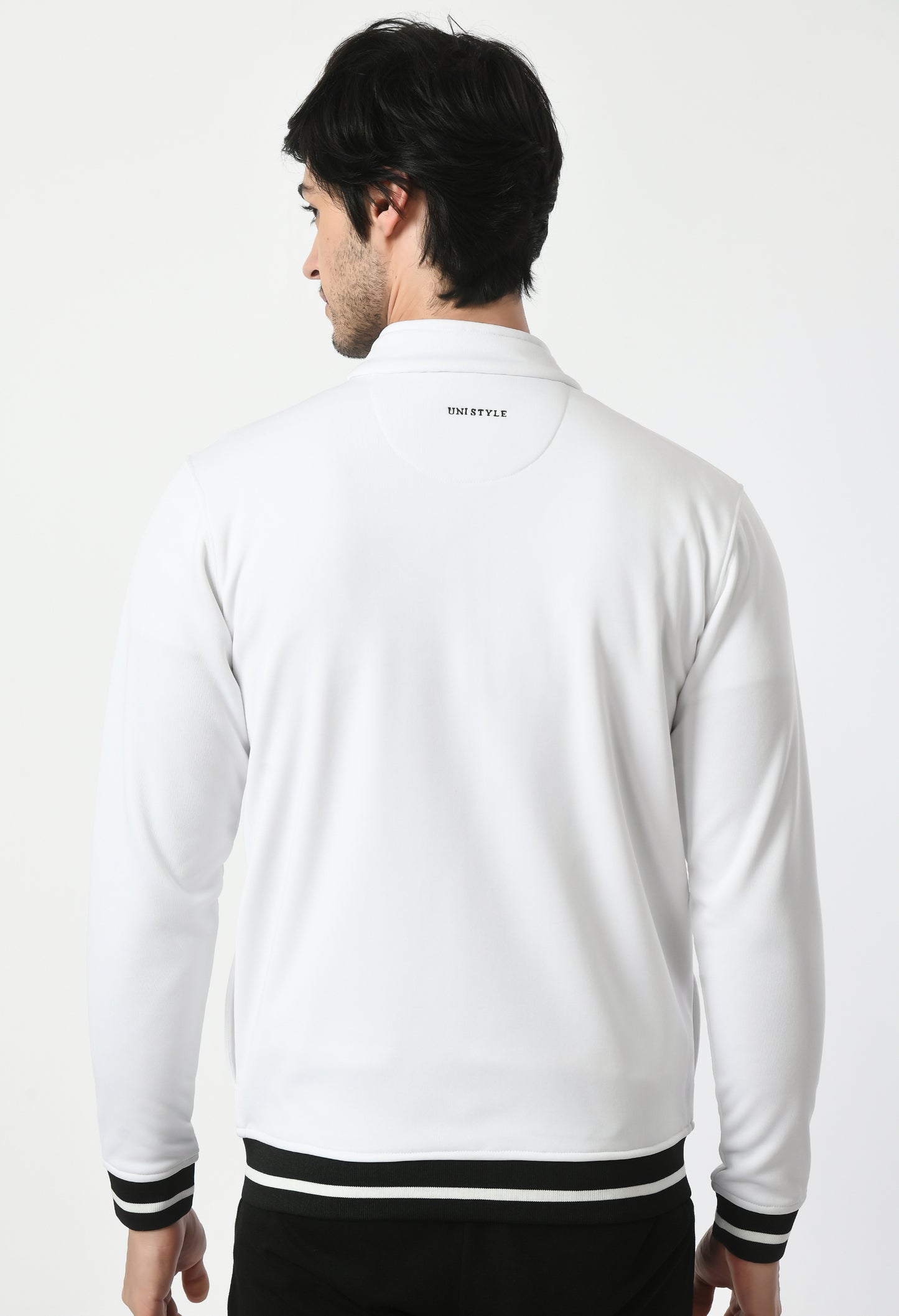 Bomber jacket for Men | USI Jacket with ribbed black stripes | White