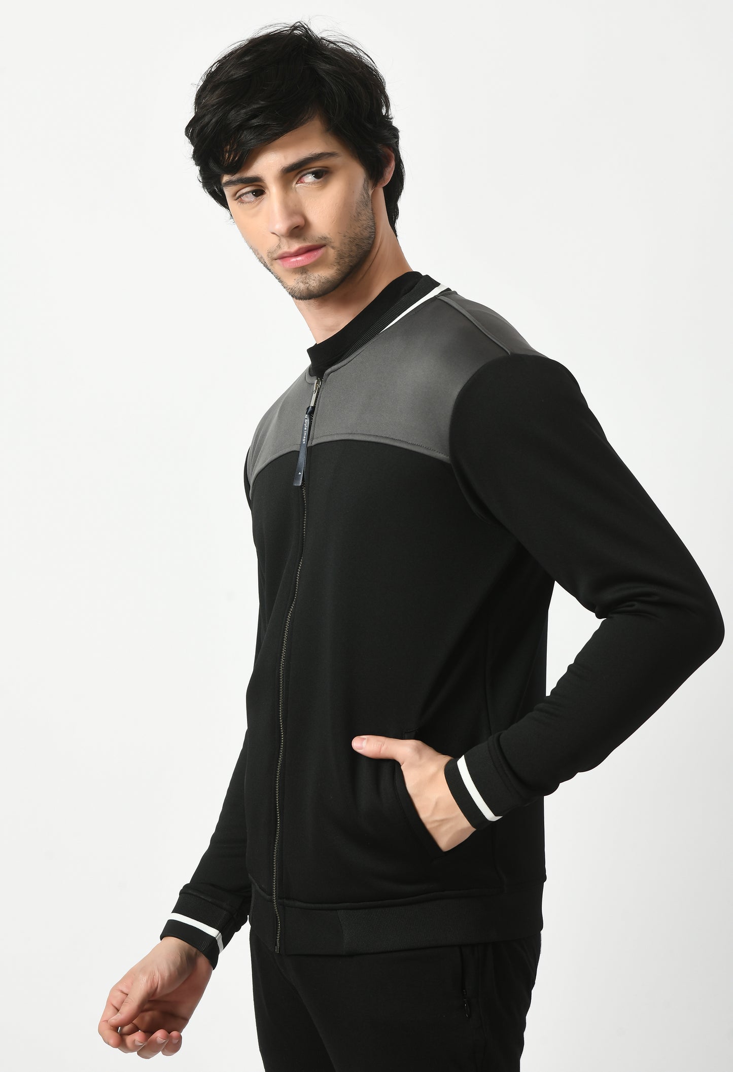 Bomber mix&match Jacket for Men | USI Bomber jacket | Black and Grey