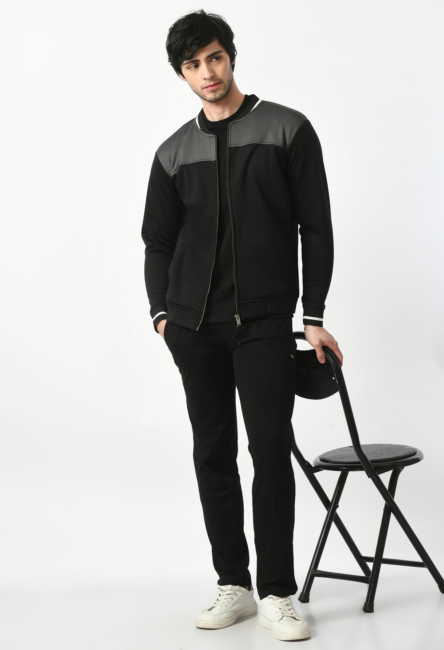 Bomber mix&match Jacket for Men | USI Bomber jacket | Black and Grey