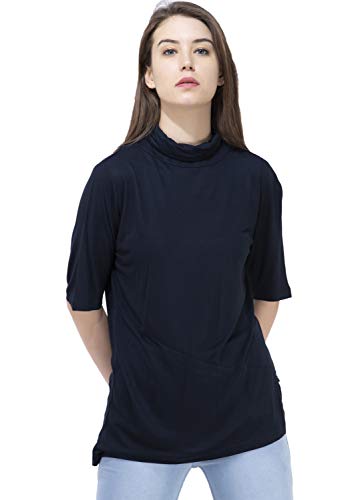 USI Uni Style Image | Casual Fit | High Neck top for Women | Cotton | 3/4 th Sleeve | Sustainable | Durable | Stylish | 50 wear Tested |Navy