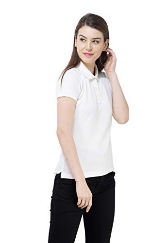 USI Uni Style Image | Regular Fit | Polo t-Shirt for Women | Cotton| Half Sleeves with Adjustable Cuff | Sustainable | Durable | Stylish | 50 wear Tested | Ivory