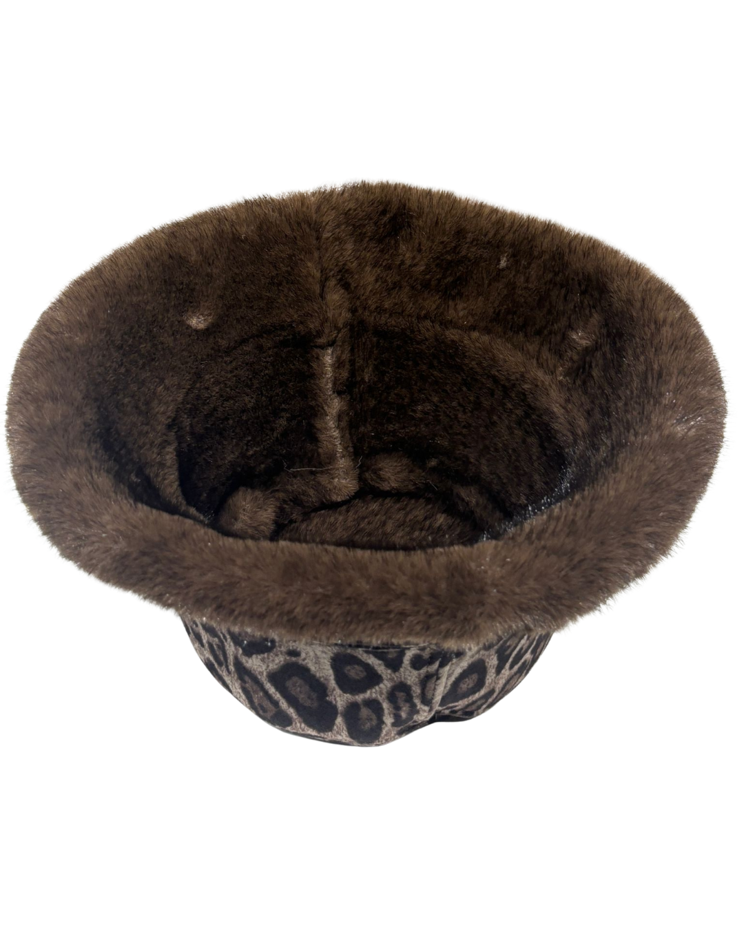 USI Leopard Print Scuba Knit Bucket Cap For Women with Soft Fur Edge | Soft , Warm , Comfortable