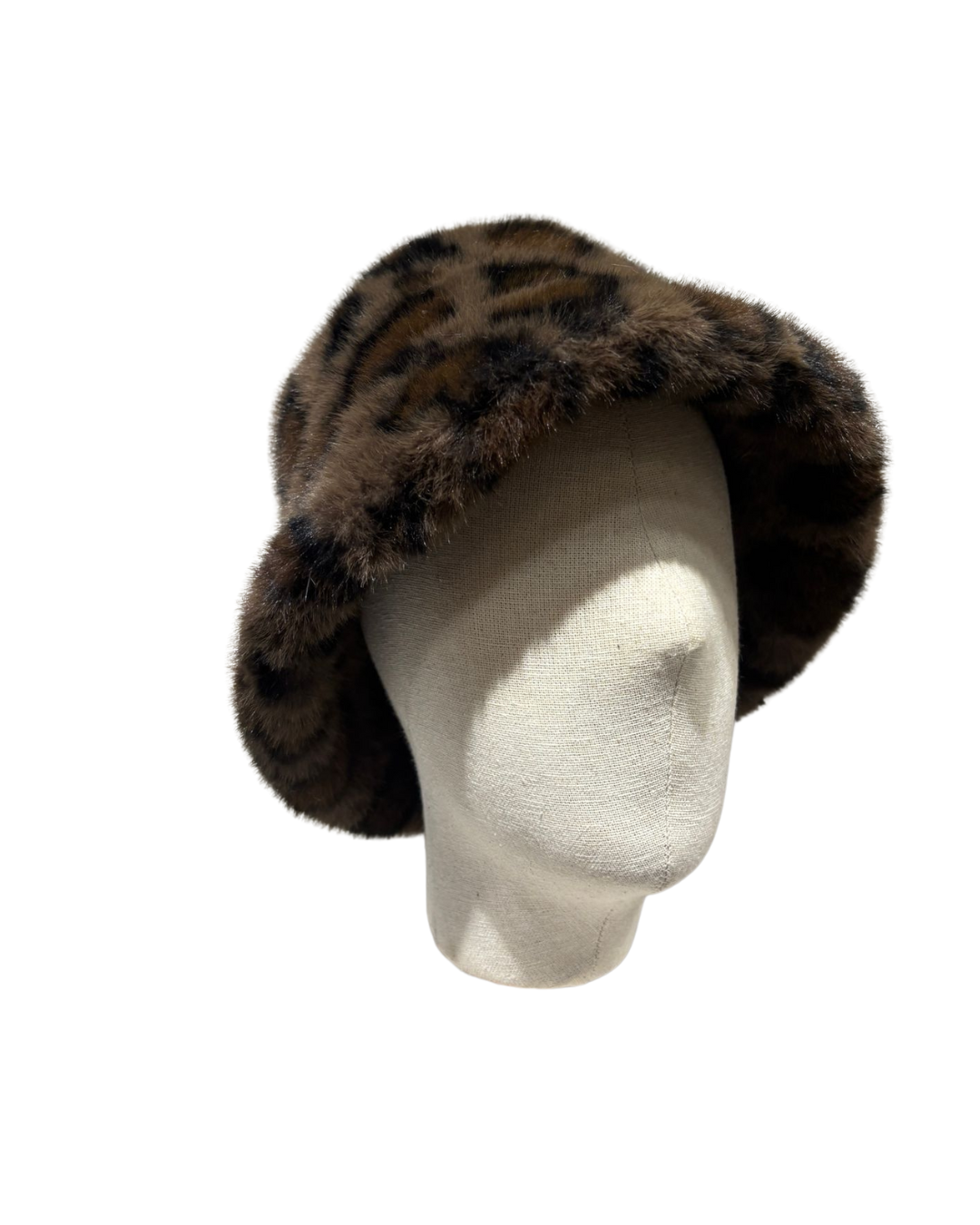 USI Leopard Print Faux Fur Bucket Hat For Women| Soft , Warm , Durable