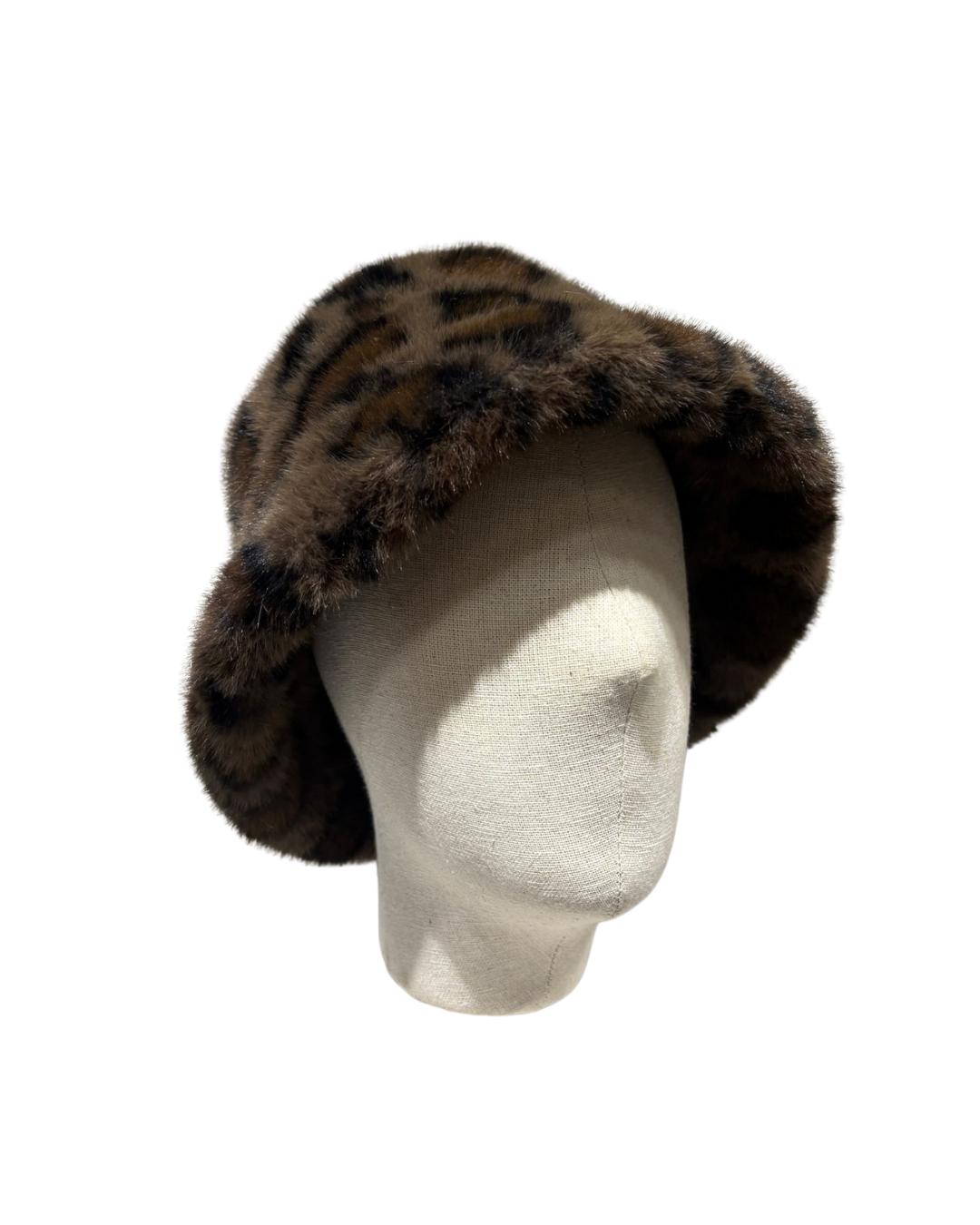USI Leopard Print Faux Fur Bucket Hat For Women| Soft , Warm , Durable