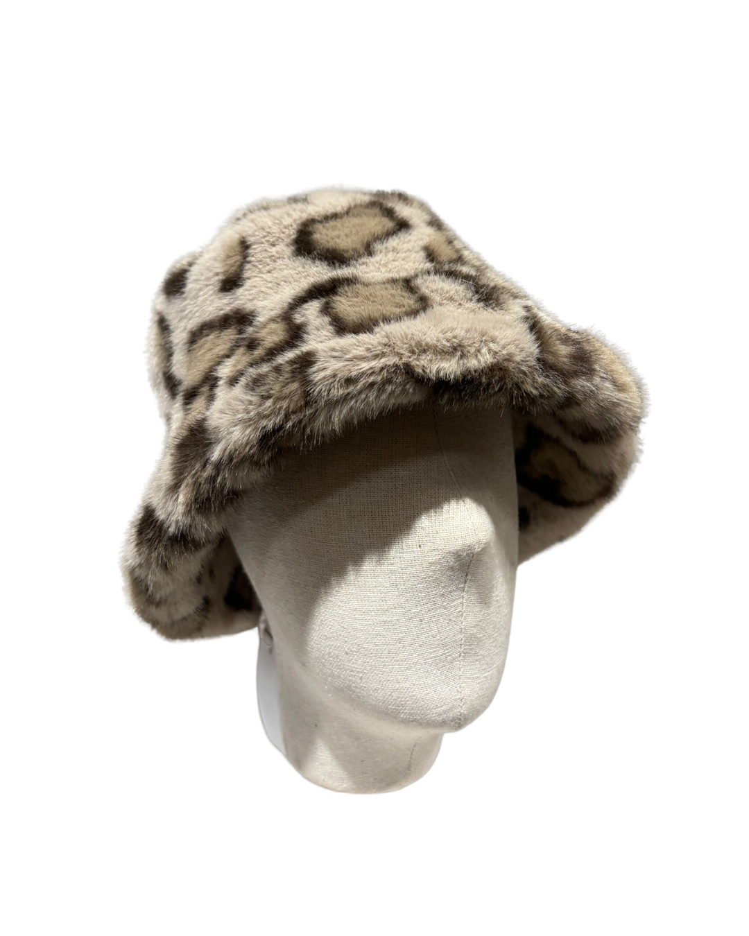 USI Leopard Print Faux Fur Bucket Hat For Women| Soft , Warm , Durable