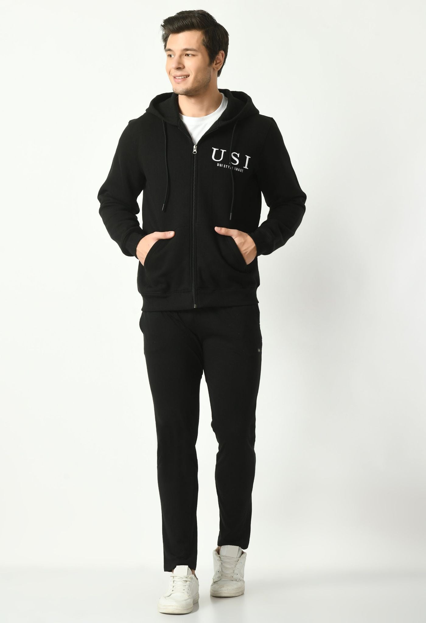 Men's front open hoodie | USI logo on chest | Hooded jacket