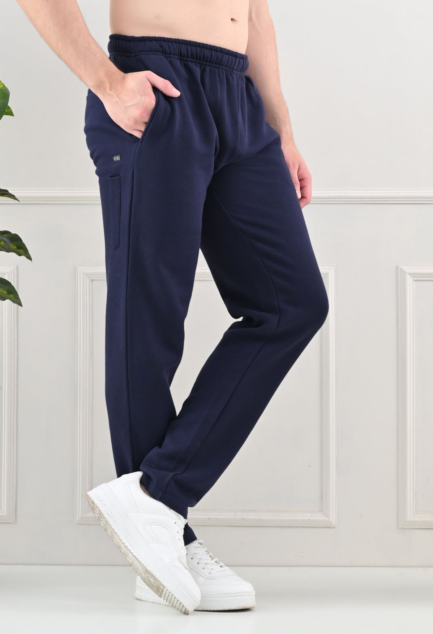 USI Men's Warm Cotton Fleece Trackpant | Super Soft, Comfortable | Regular fit - Zip & Pen Pocket