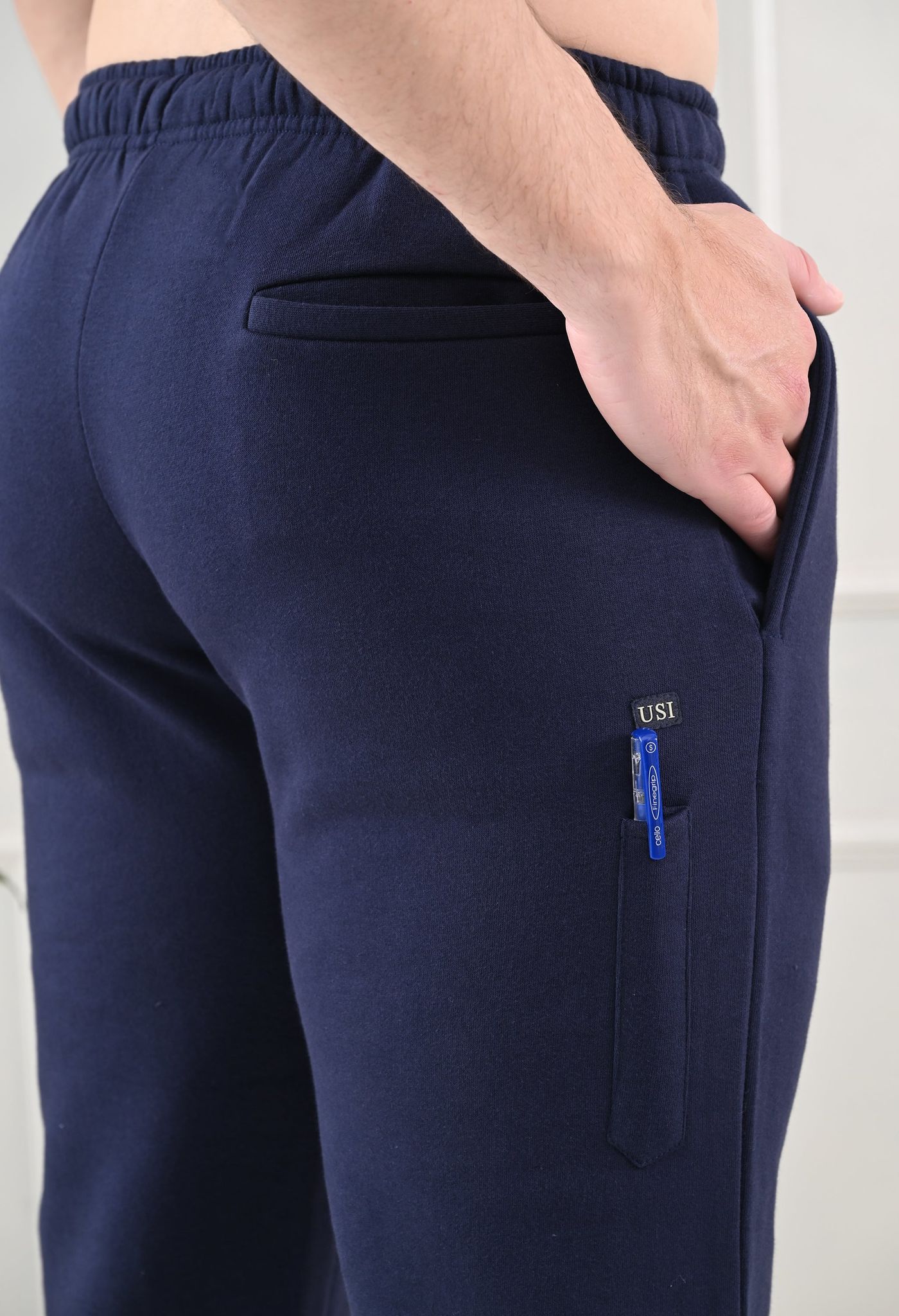 USI Men's Warm Cotton Fleece Trackpant | Super Soft, Comfortable | Regular fit - Zip & Pen Pocket