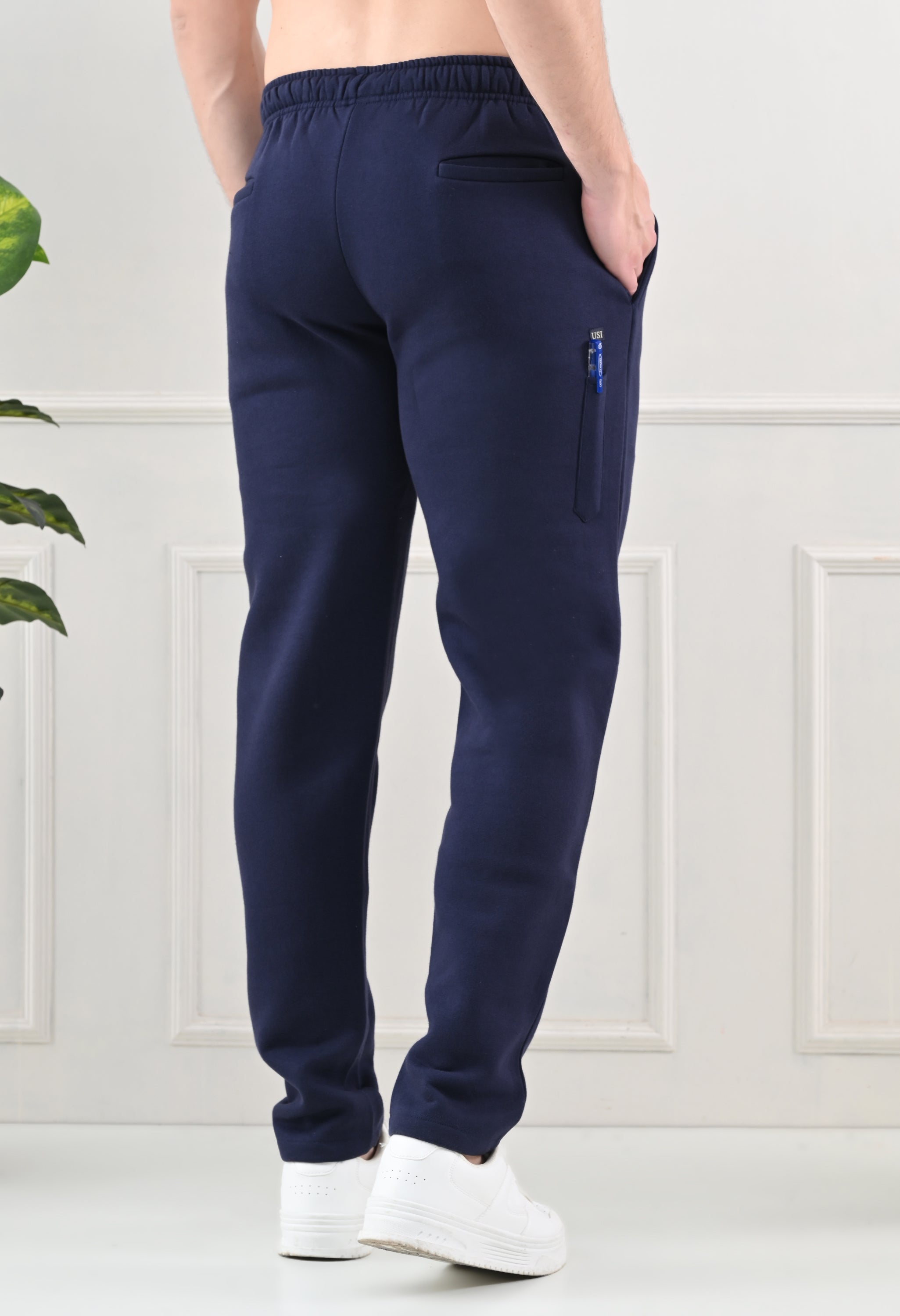 USI Men's Warm Cotton Fleece Trackpant | Super Soft, Comfortable | Regular fit - Zip & Pen Pocket