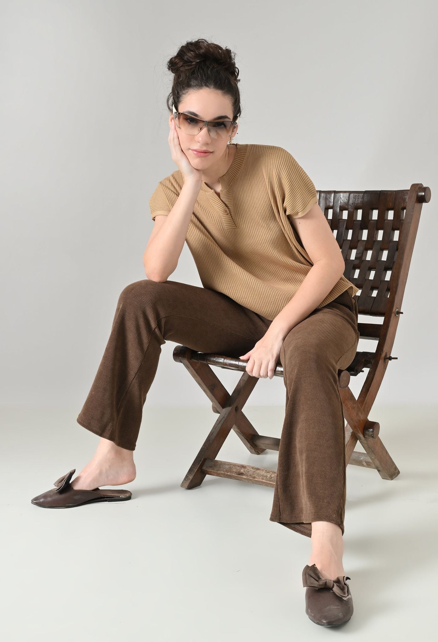 USI Button Neck Knit Top | Soft , Durable