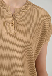 USI Button Neck Knit Top | Soft , Durable