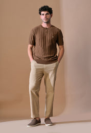 Classic Knitted Henley with Stripes for Men
