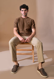 Classic Knitted Henley with Stripes for Men