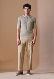 Knitted Textured Zipper Polo for Men