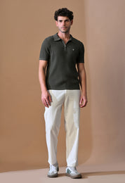 Knitted Zipper Polo with Stripes for Men | Timeless & Durable