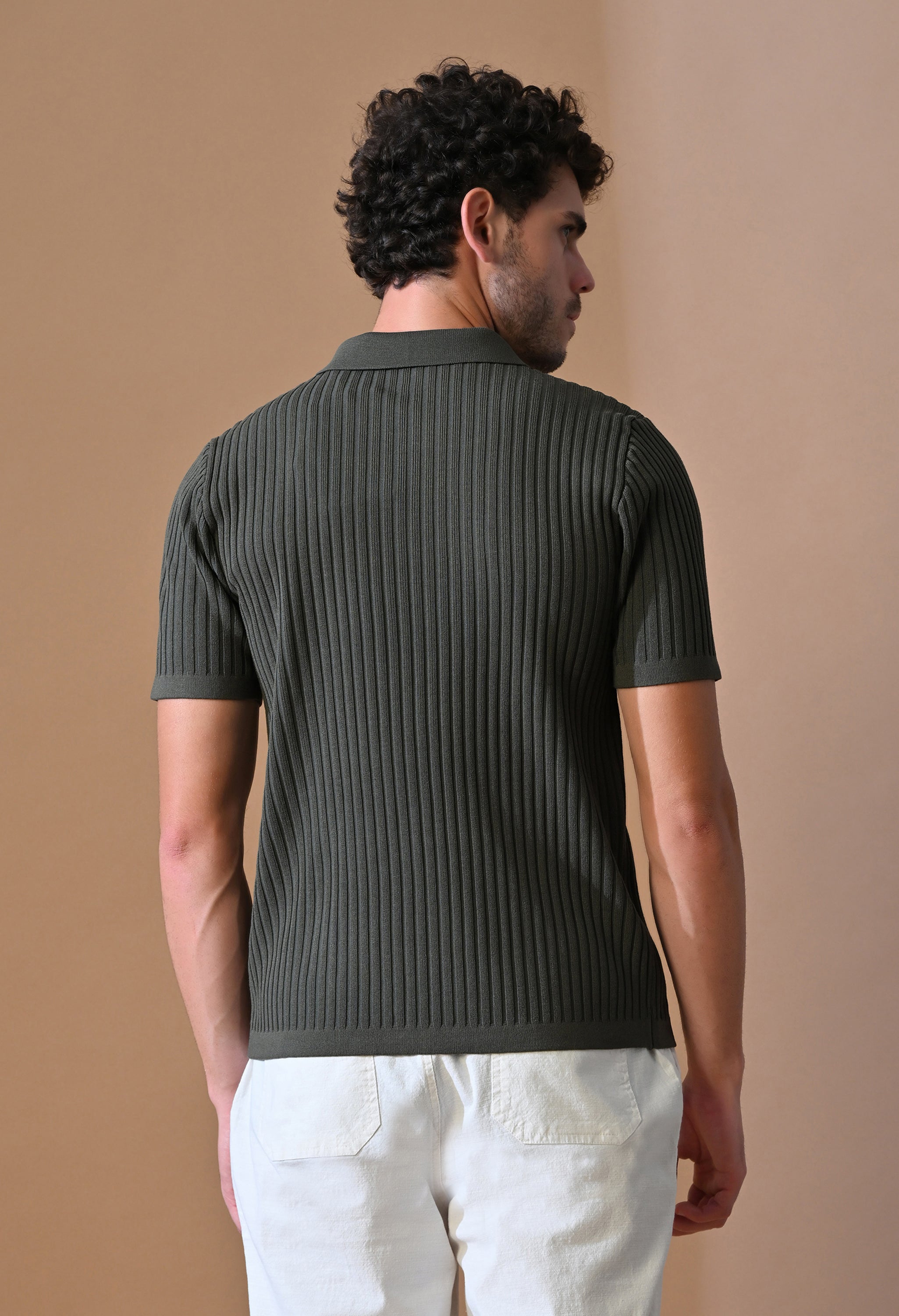 Knitted Zipper Polo with Stripes for Men | Timeless & Durable