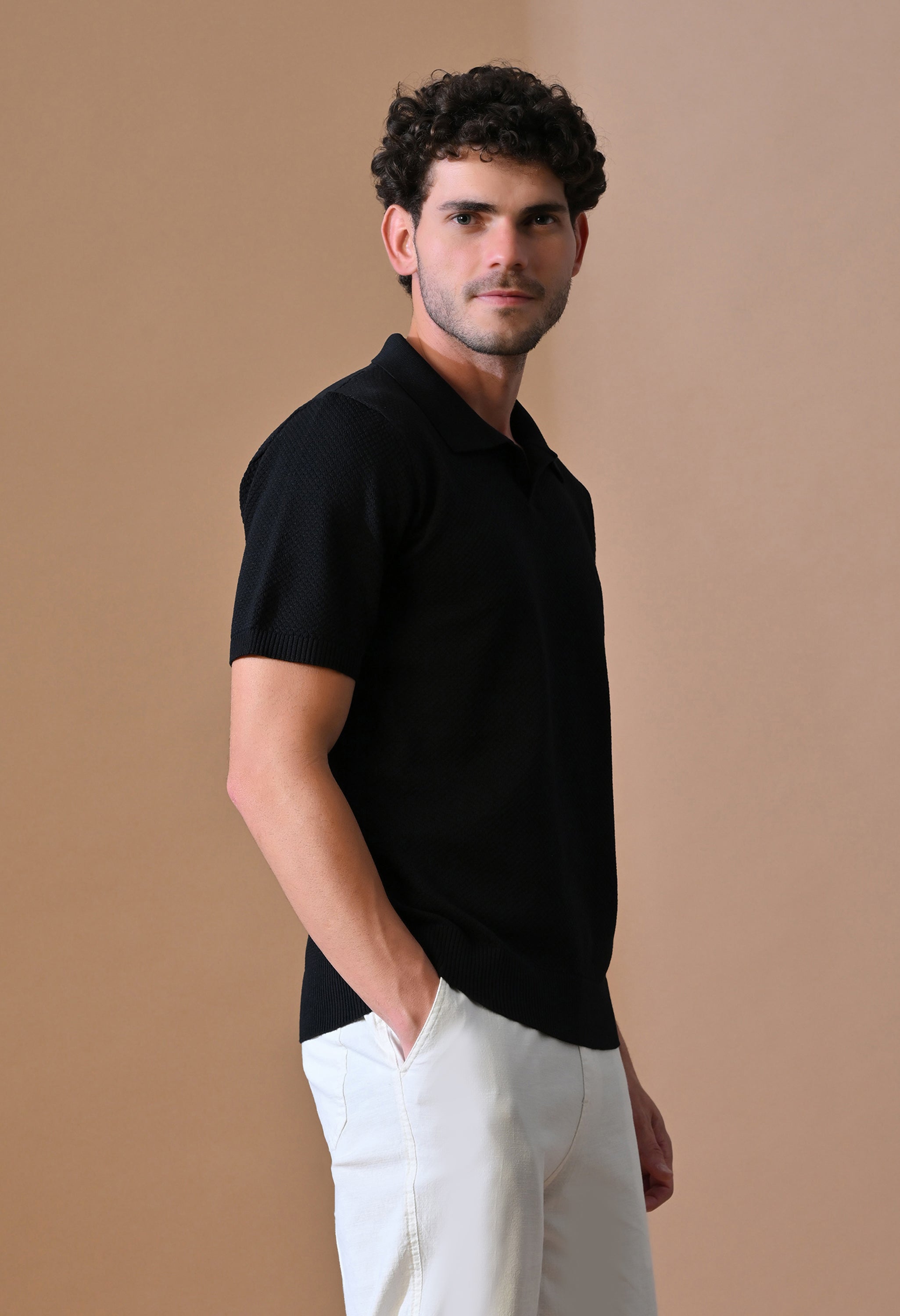 Textured Johnny Collar Polo for Men | Effortless Class