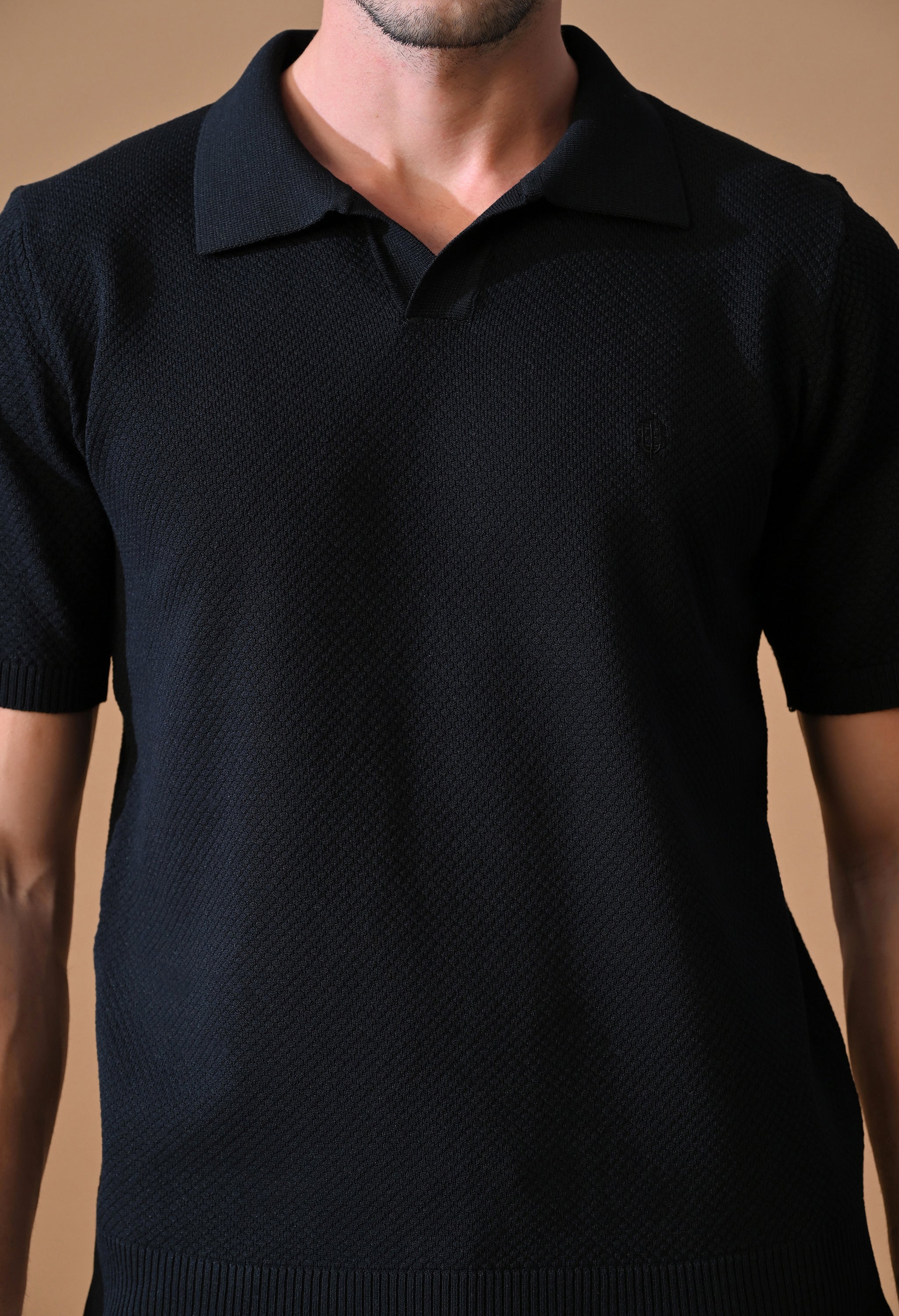 Textured Johnny Collar Polo for Men | Effortless Class