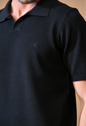 Textured Johnny Collar Polo for Men | Effortless Class