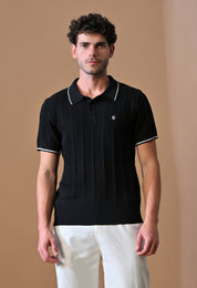 Textured Striped Classic Polo with Tipping for Men | Durable Classic Sustainable