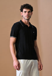 Textured Striped Classic Polo with Tipping for Men | Durable Classic Sustainable