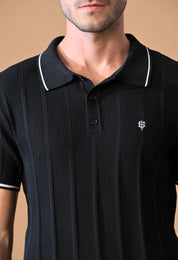 Textured Striped Classic Polo with Tipping for Men | Durable Classic Sustainable