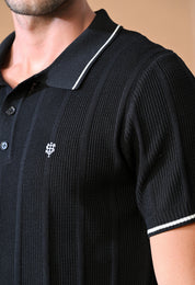 Textured Striped Classic Polo with Tipping for Men | Durable Classic Sustainable