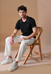 Textured Striped Classic Polo with Tipping for Men | Durable Classic Sustainable