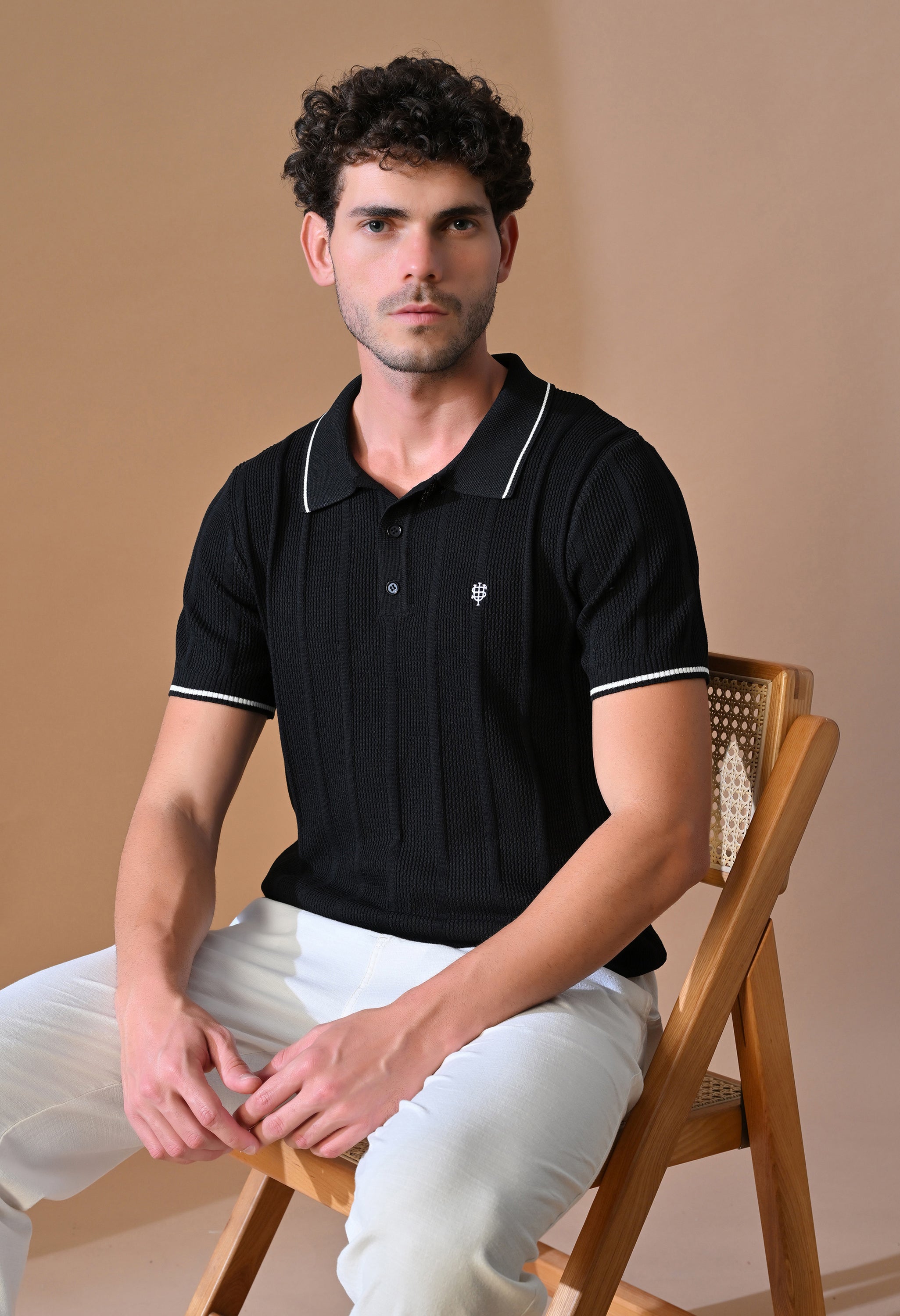 Textured Striped Classic Polo with Tipping for Men | Durable Classic Sustainable