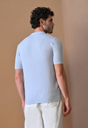 Knitted Textured Zipper Polo for Men