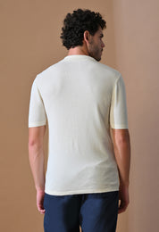 Knitted Textured Zipper Polo for Men