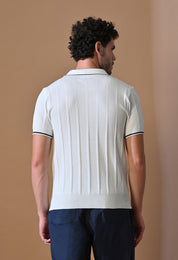 Textured Striped Classic Polo with Tipping for Men | Durable Classic Sustainable