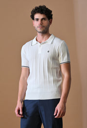 Textured Striped Classic Polo with Tipping for Men | Durable Classic Sustainable