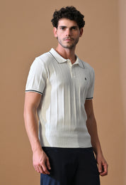 Textured Striped Classic Polo with Tipping for Men | Durable Classic Sustainable