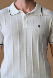 Textured Striped Classic Polo with Tipping for Men | Durable Classic Sustainable