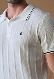 Textured Striped Classic Polo with Tipping for Men | Durable Classic Sustainable