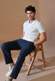 Textured Striped Classic Polo with Tipping for Men | Durable Classic Sustainable