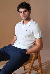Textured Striped Classic Polo with Tipping for Men | Durable Classic Sustainable