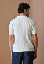 Knitted Zipper Polo with Stripes for Men | Timeless & Durable