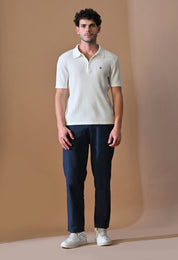 Knitted Zipper Polo with Stripes for Men | Timeless & Durable