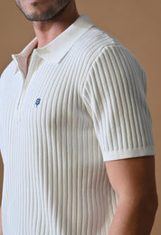 Knitted Zipper Polo with Stripes for Men | Timeless & Durable