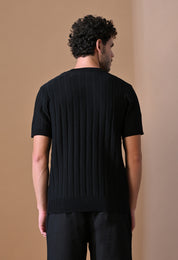 Classic Knitted Henley with Stripes for Men