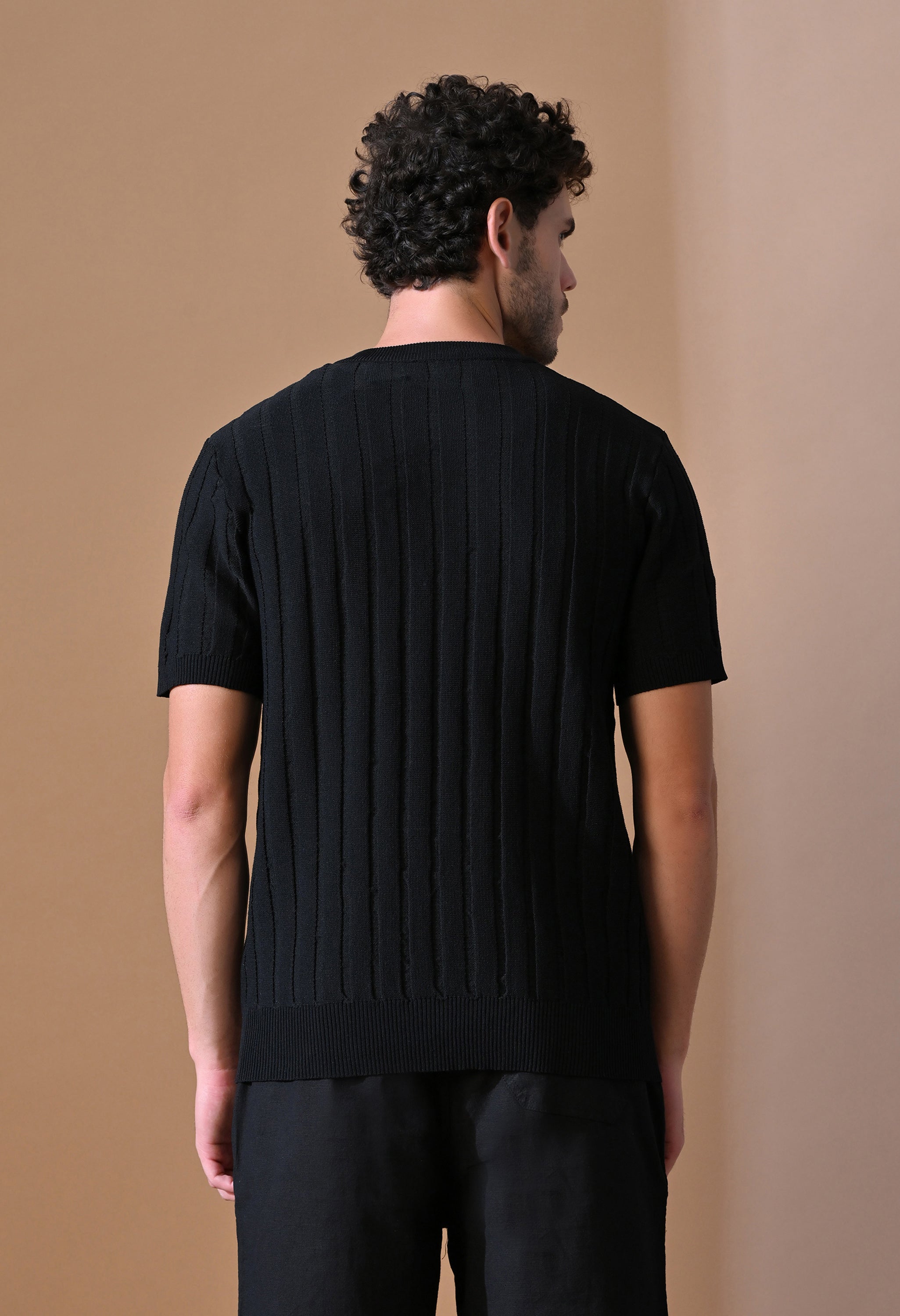 Classic Knitted Henley with Stripes for Men