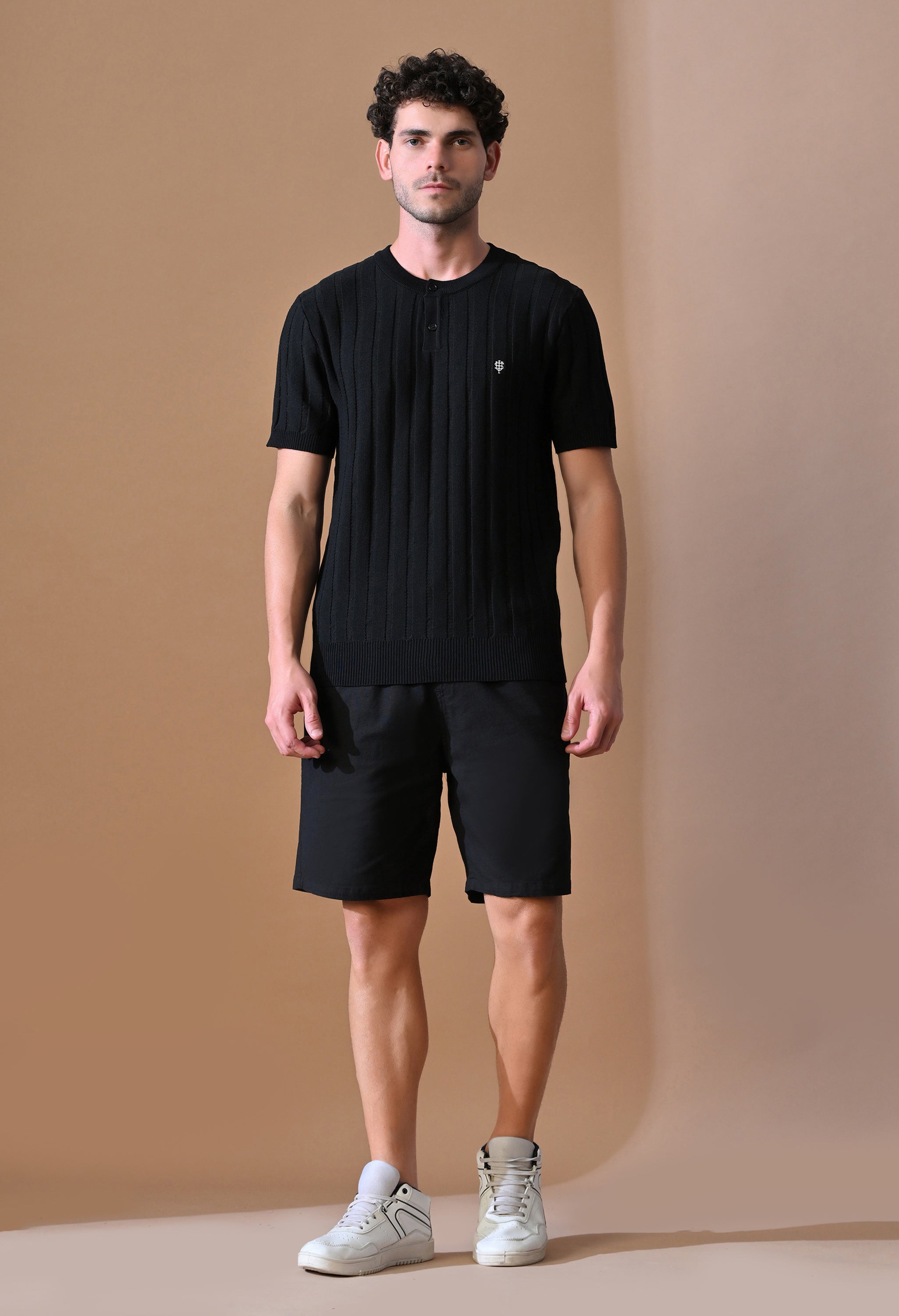 Classic Knitted Henley with Stripes for Men