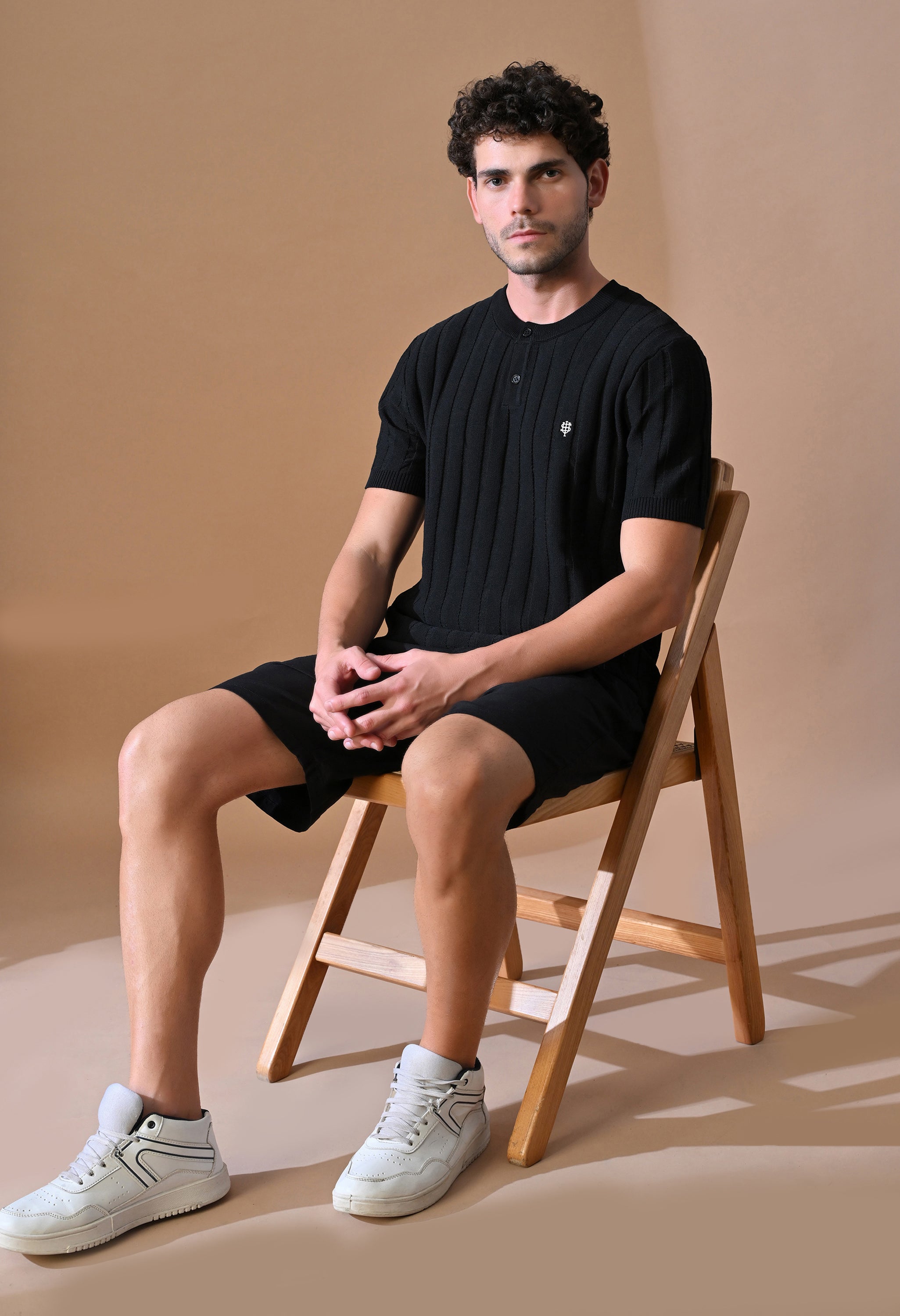 Classic Knitted Henley with Stripes for Men