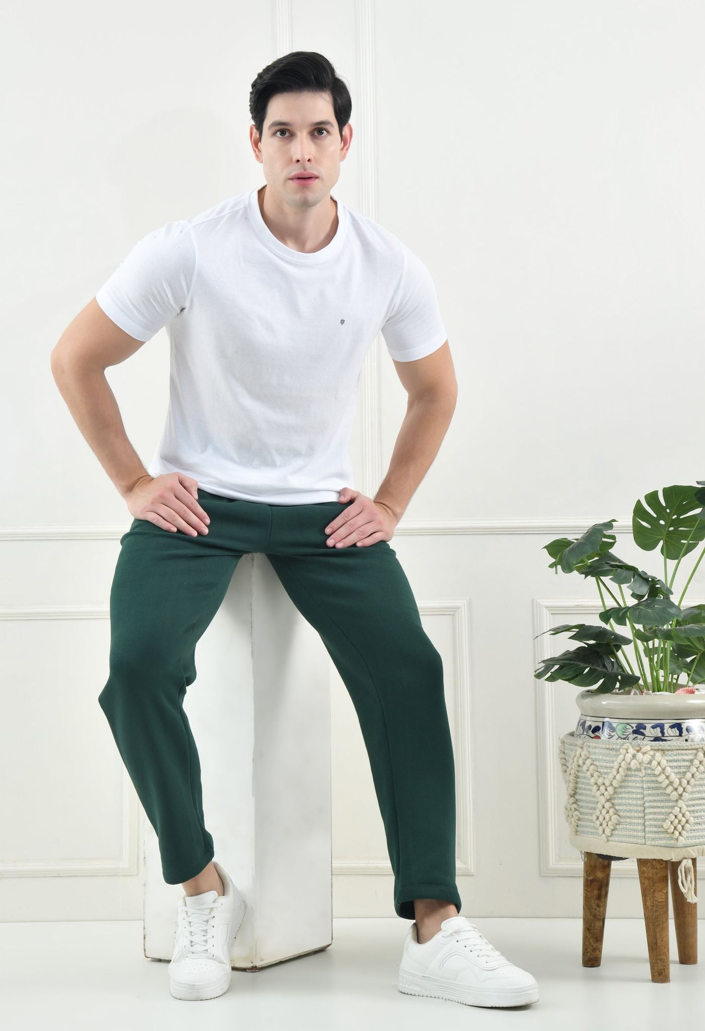 USI Men's Warm Cotton Fleece Trackpant | Super Soft, Comfortable | Regular fit - Zip & Pen Pocket