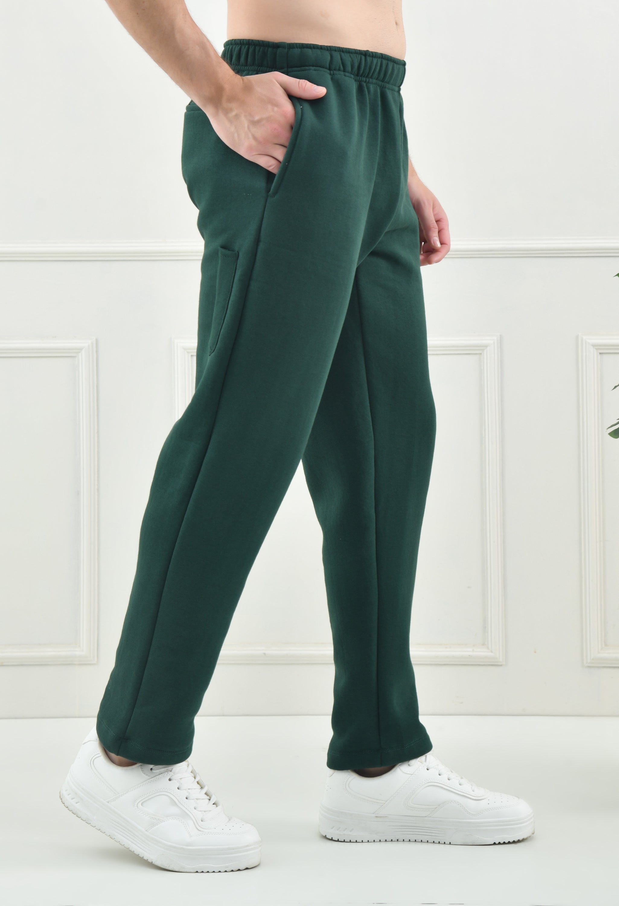 USI Men's Warm Cotton Fleece Trackpant | Super Soft, Comfortable | Regular fit - Zip & Pen Pocket