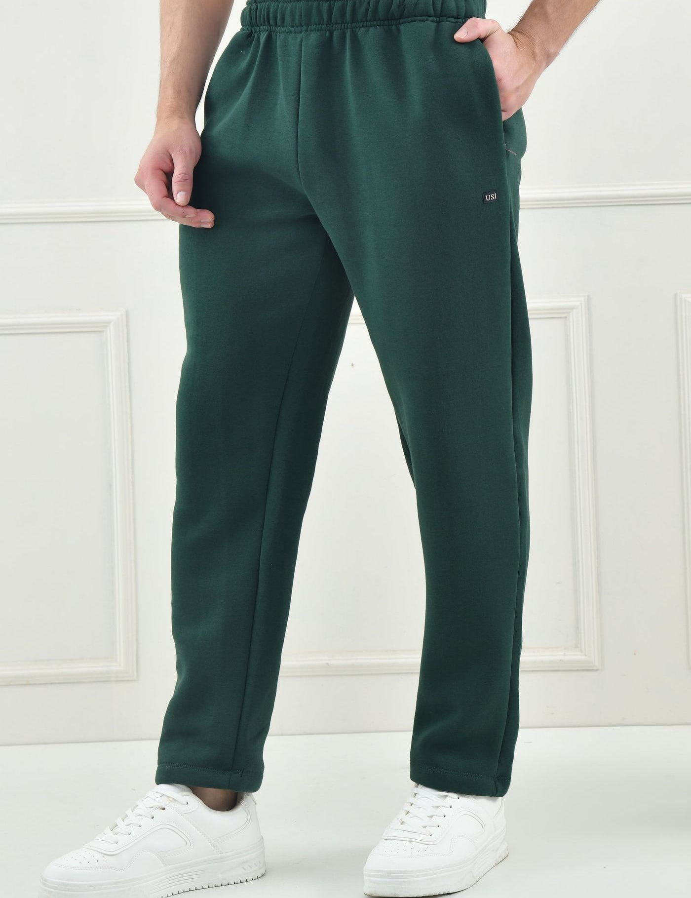 USI Men's Warm Cotton Fleece Trackpant | Super Soft, Comfortable | Regular fit - Zip & Pen Pocket